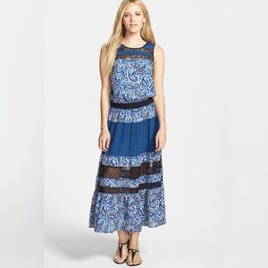 Michael Kors maxi dress dark blue paisley lace S